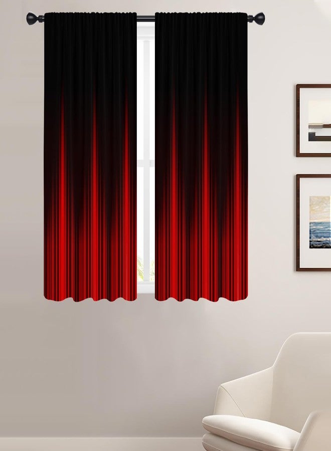 Coxila Red and Black Window Curtains for Bedroom 42 x 63 Inch Rod Pocket Ombre Anime Gothic Goth Dark Cool Mens Abstract Gaming Modern Art Two Tone Living Room Treatment Set of 2 Curtain Panels Drapes - Image 1